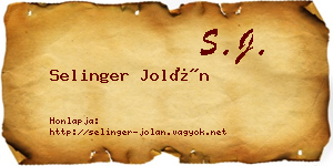 Selinger Jolán névjegykártya