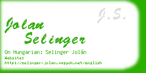 jolan selinger business card